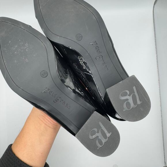 Paul Green black patent leather Rendi Pointed Toe Slip On Pumps 5.5 ( US 8) - Picture 10 of 16